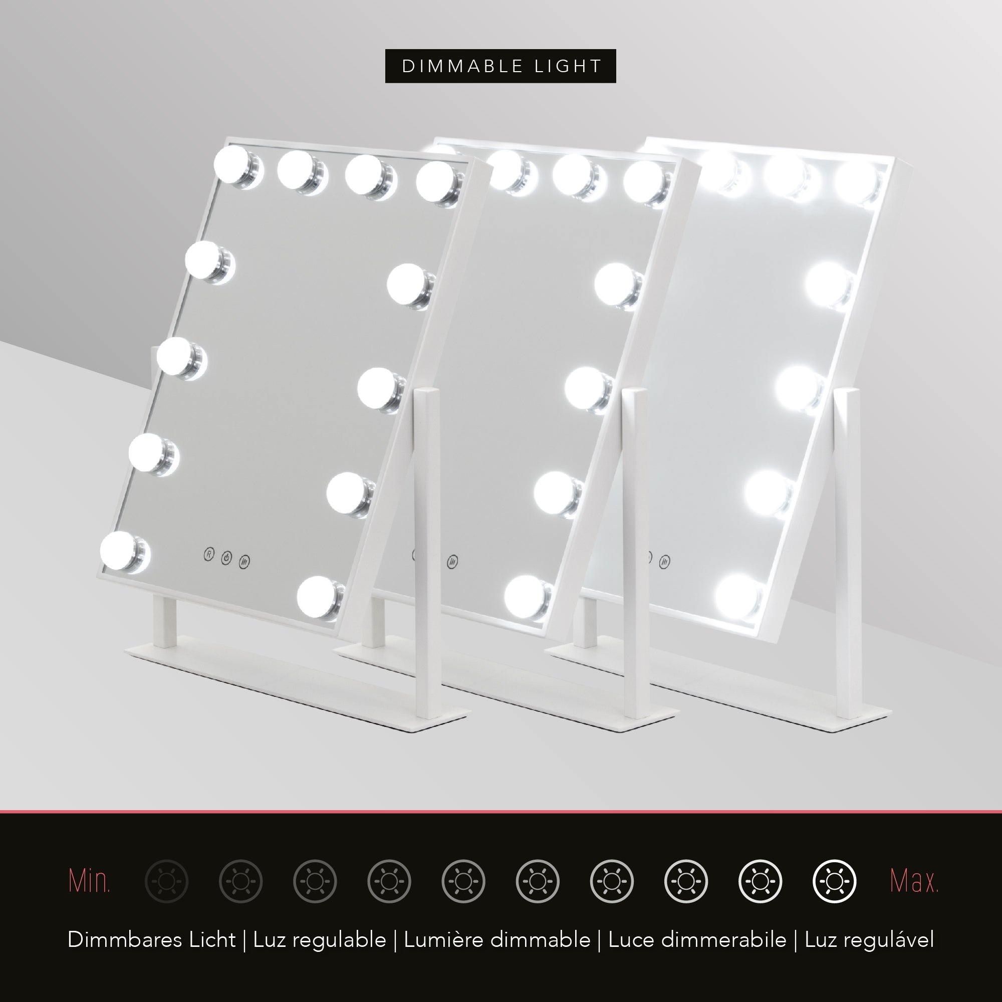 BULB LITTLE - Specchio da trucco con 12 lampadine LED