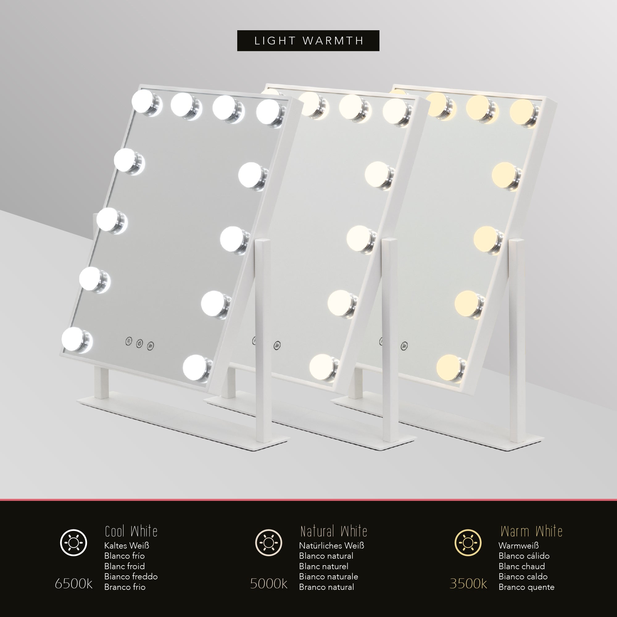 BULB LITTLE - Specchio da trucco con 12 lampadine LED