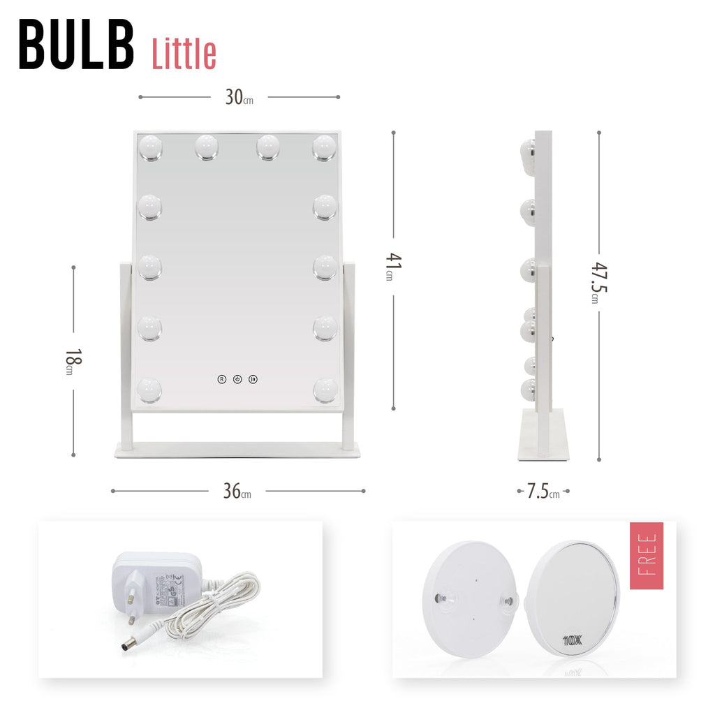 BULB LITTLE - Specchio da trucco con 12 lampadine LED