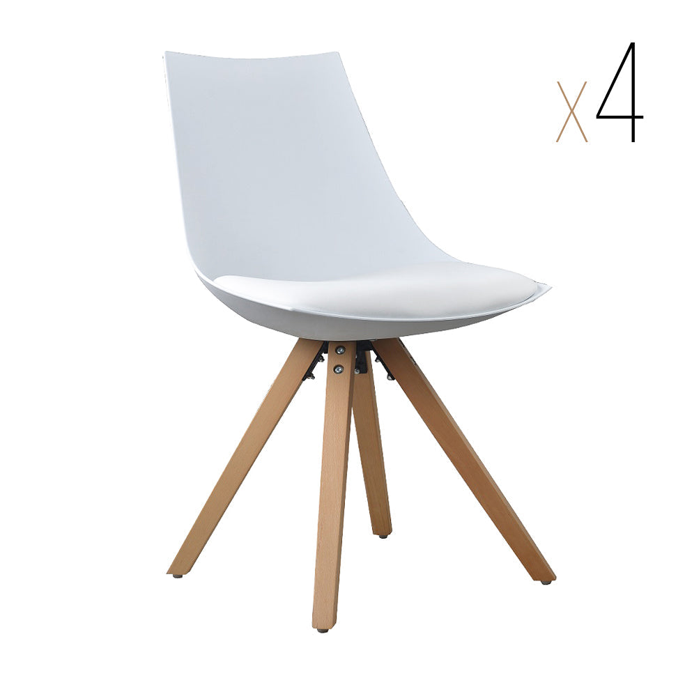 GUSTO - Silla de comedor de madera con asiento tapizado en piel sintética