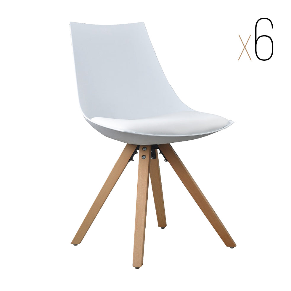 GUSTO - Silla de comedor de madera con asiento tapizado en piel sintética