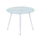 Conjunto de Mesa Corin con 4 Sillas Romantic/Shirley, Estructura Metálica y Tablero de Vidrio Templado