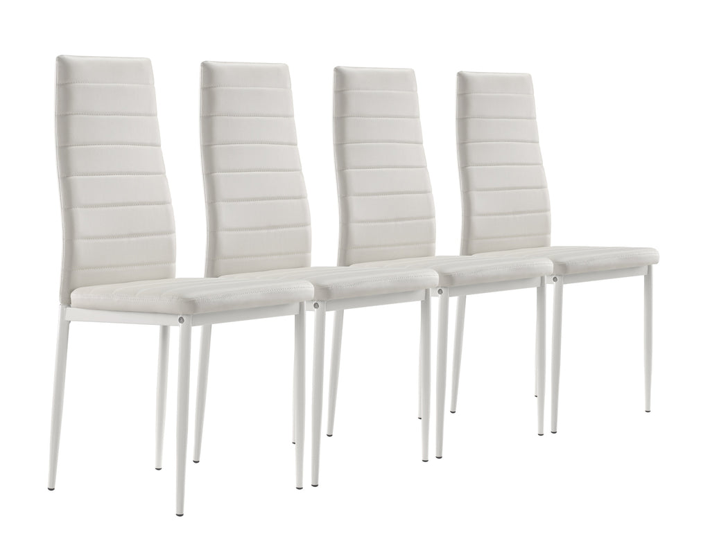 Conjunto de Mesa Corin con 4 Sillas Romantic/Shirley, Estructura Metálica y Tablero de Vidrio Templado