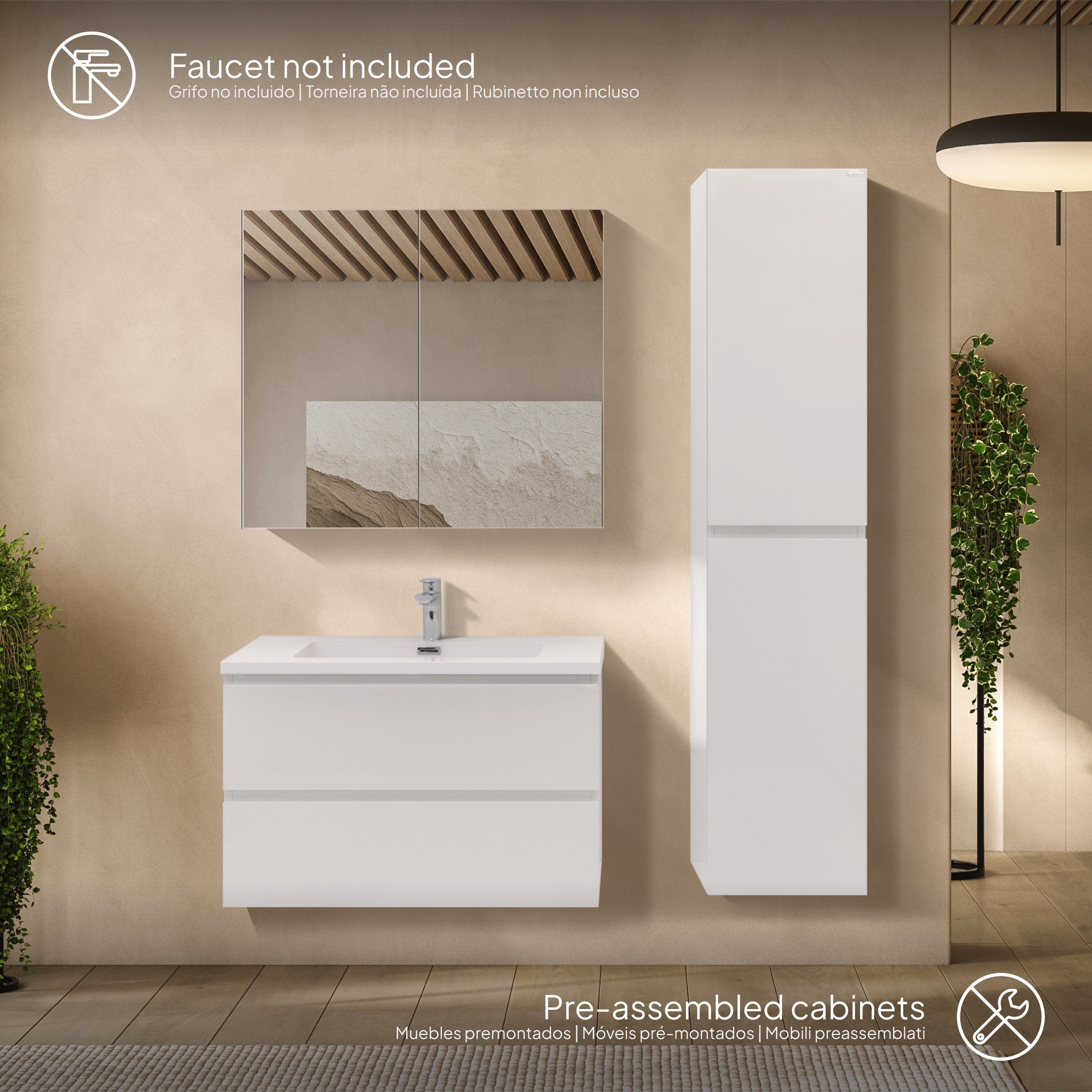 Atena - Set bagno sospeso - Disponibile in 60, 80, 100 e 120 cm - Vari colori