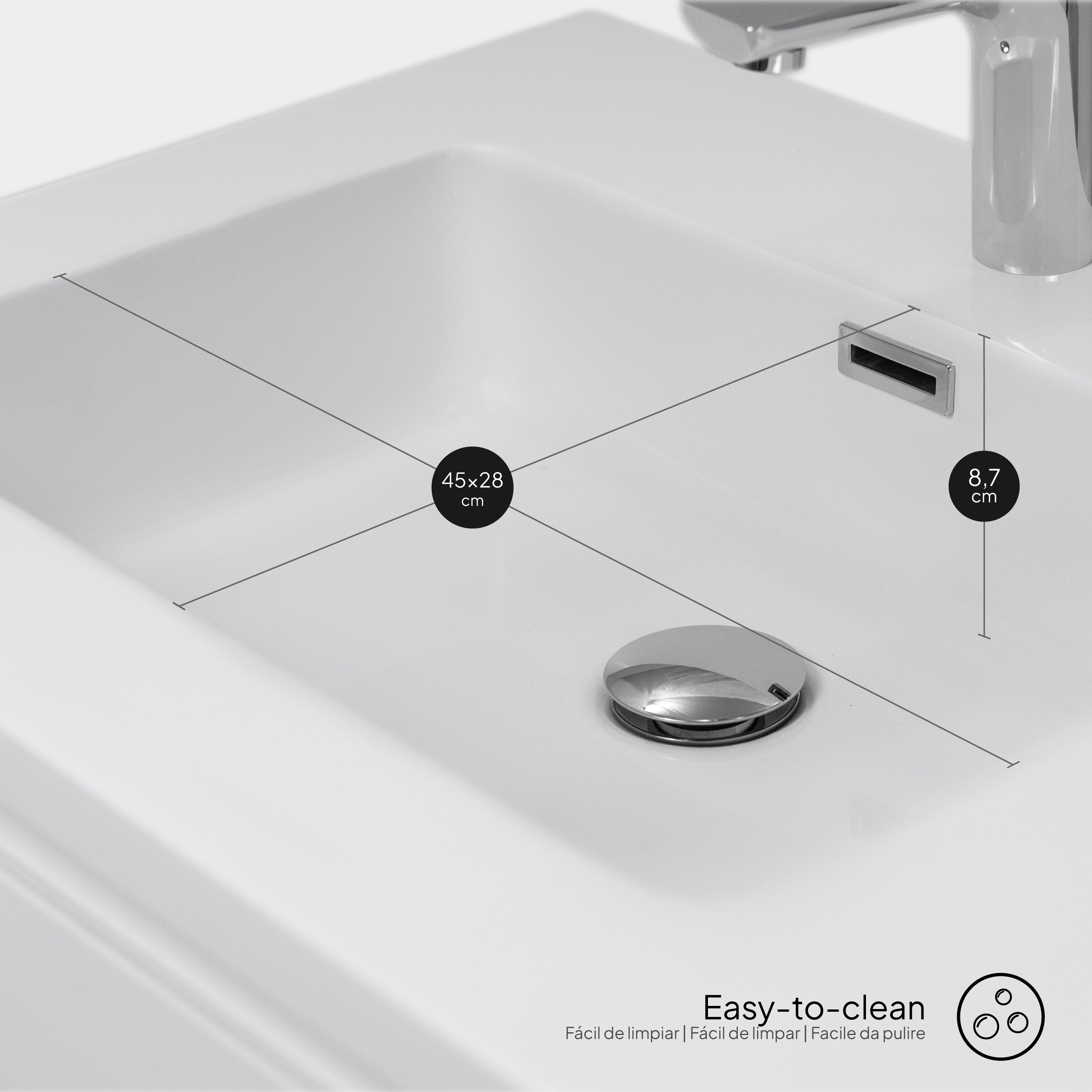 Atena – Móvel de lavatório suspenso com gaveta soft-close | Vários Tamanhos e Cores