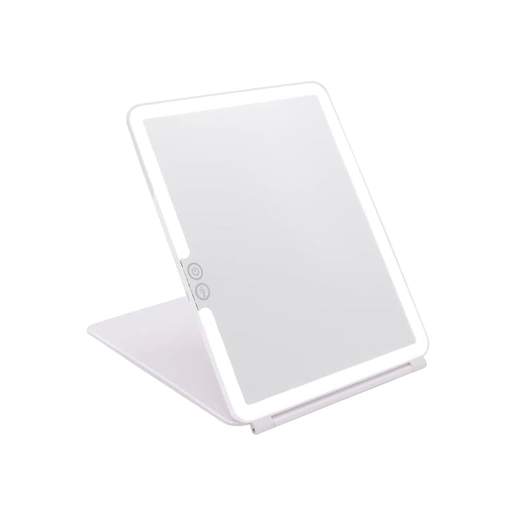 Specchio da trucco con luce LED, specchio portatile tipo tablet con illuminazione a 3 colori, luce regolabile, supporto regolabile, doppia alimentazione e controllo touch