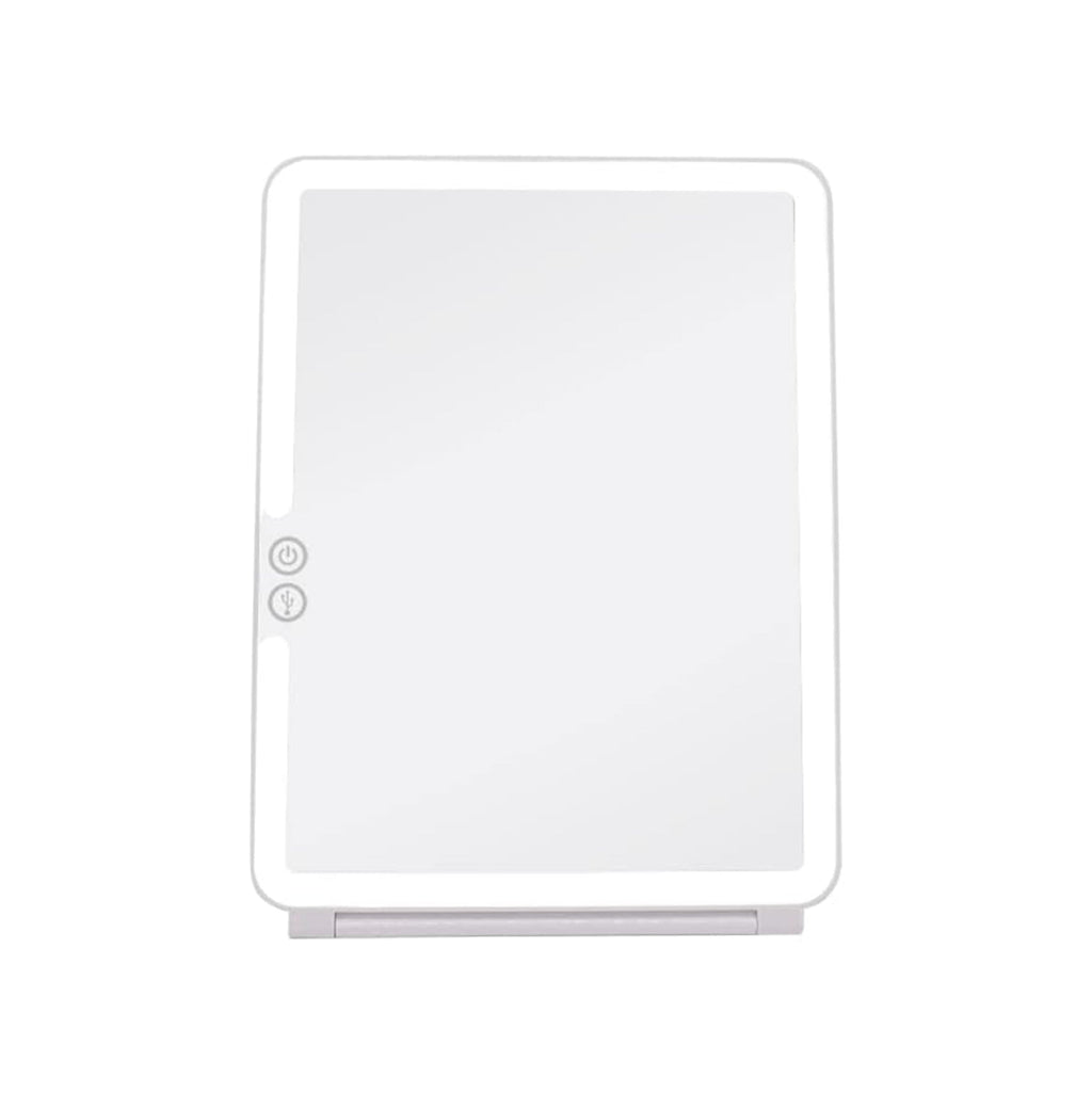 Specchio da trucco con luce LED, specchio portatile tipo tablet con illuminazione a 3 colori, luce regolabile, supporto regolabile, doppia alimentazione e controllo touch