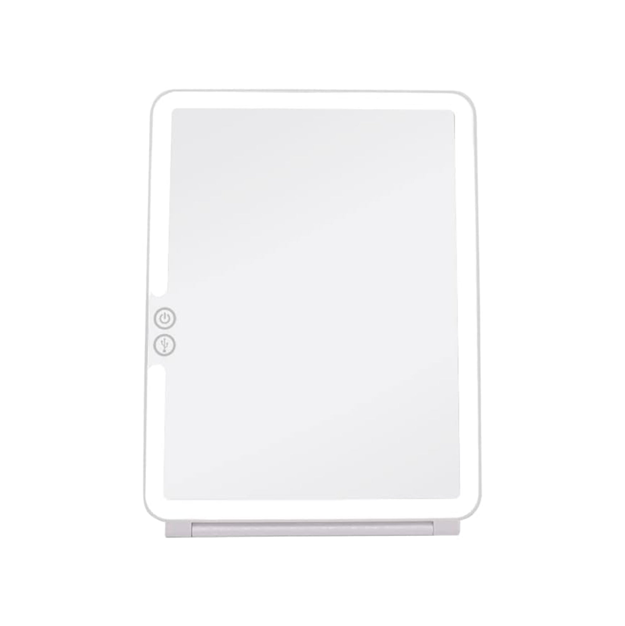 Specchio da trucco con luce LED, specchio portatile tipo tablet con illuminazione a 3 colori, luce regolabile, supporto regolabile, doppia alimentazione e controllo touch