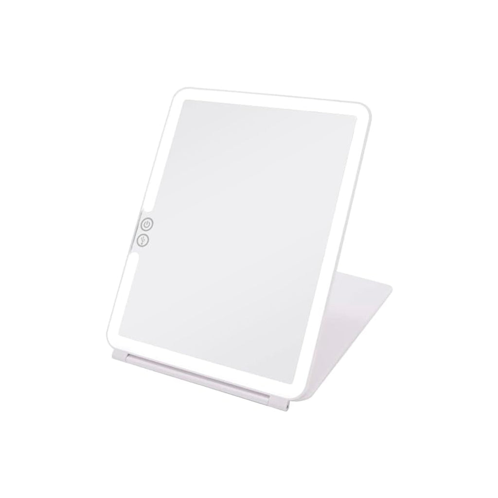 Specchio da trucco con luce LED, specchio portatile tipo tablet con illuminazione a 3 colori, luce regolabile, supporto regolabile, doppia alimentazione e controllo touch