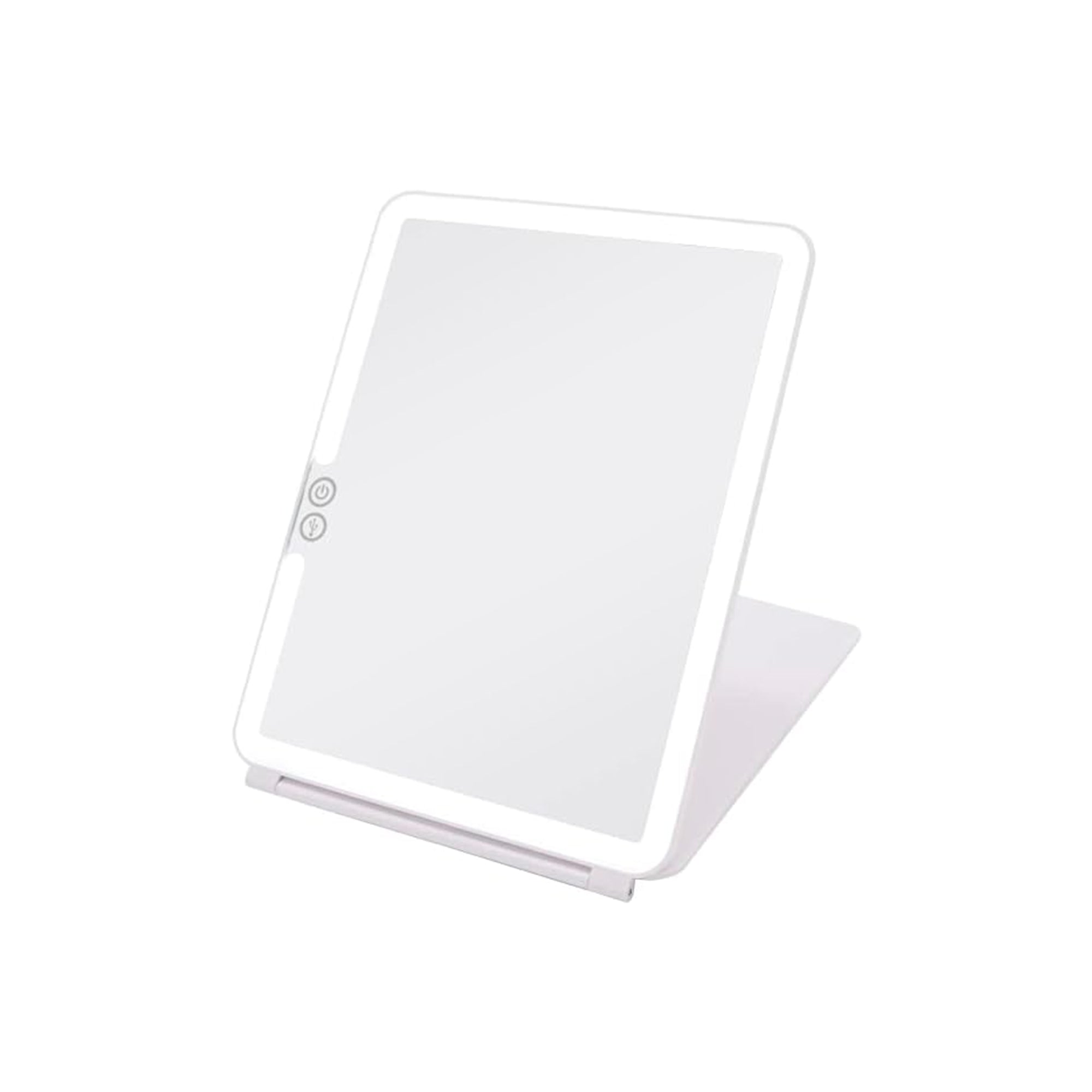 Specchio da trucco con luce LED, specchio portatile tipo tablet con illuminazione a 3 colori, luce regolabile, supporto regolabile, doppia alimentazione e controllo touch