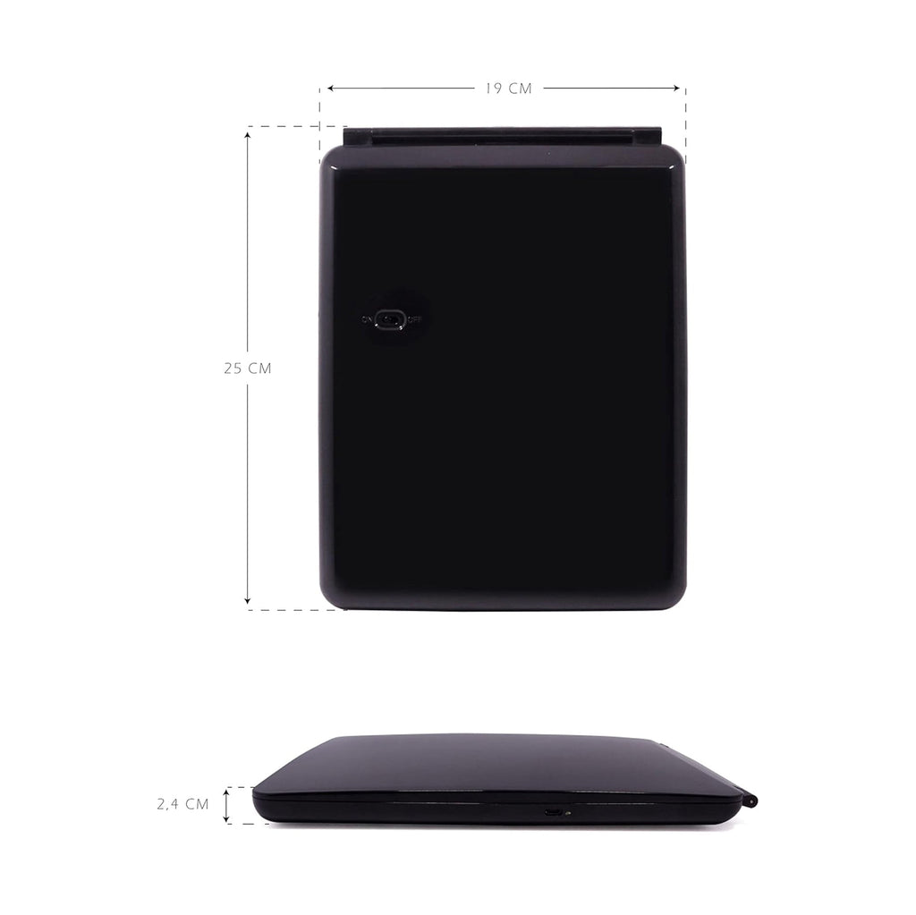 Specchio da trucco con luce LED, specchio portatile tipo tablet con illuminazione a 3 colori, luce regolabile, supporto regolabile, doppia alimentazione e controllo touch