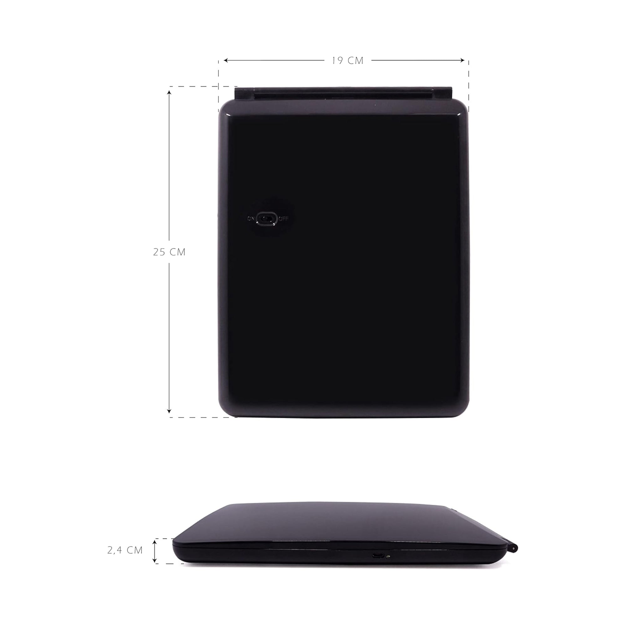 Specchio da trucco con luce LED, specchio portatile tipo tablet con illuminazione a 3 colori, luce regolabile, supporto regolabile, doppia alimentazione e controllo touch