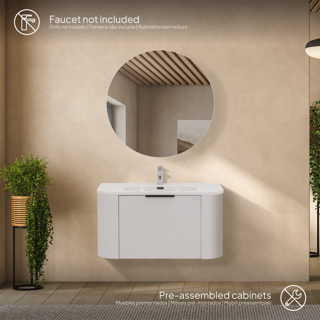 Maia Plus - Conjunto de casa de banho suspenso - Disponível em 90 cm - Várias Cores