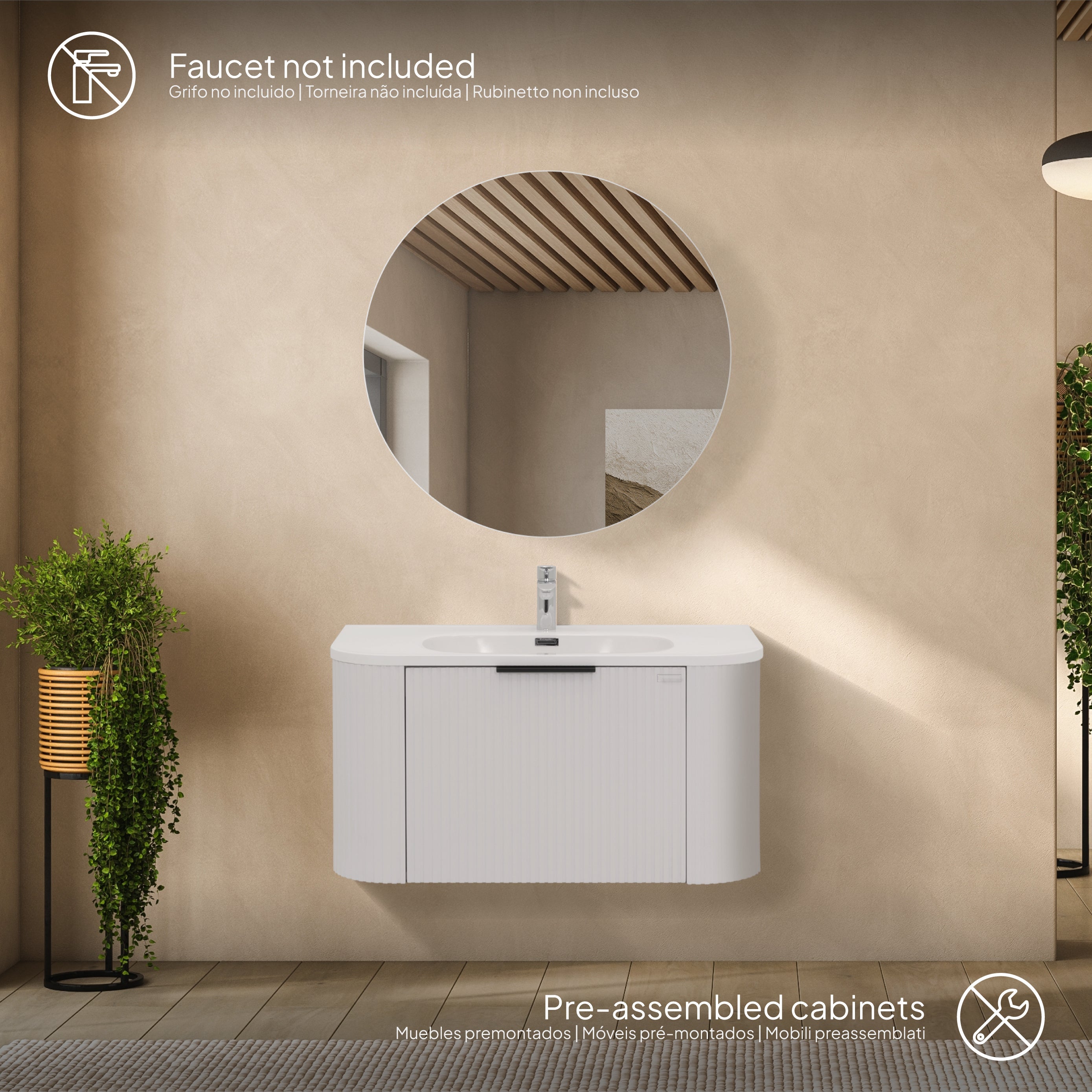 Maia Plus - Conjunto de casa de banho suspenso - Disponível em 90 cm - Várias Cores