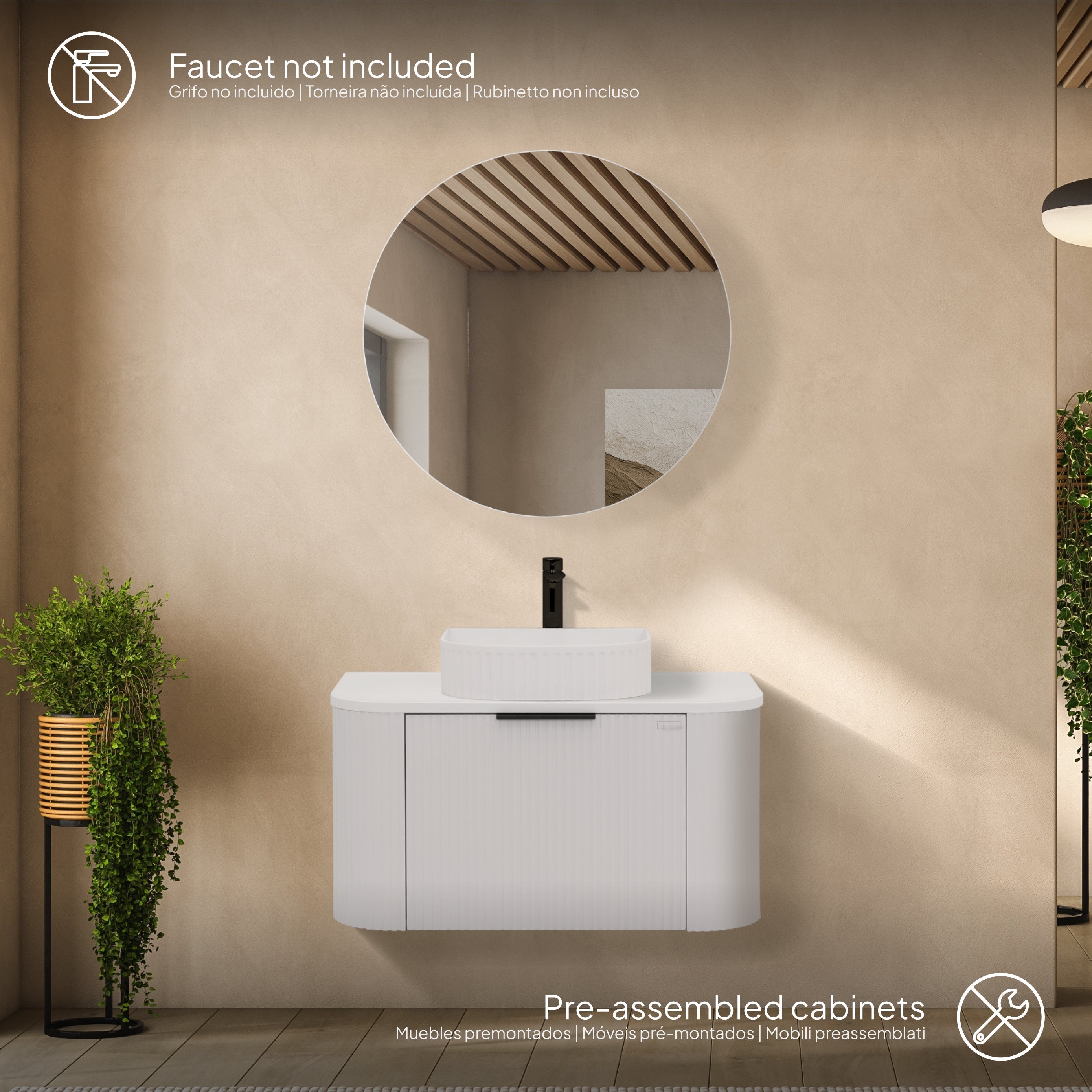Maia - Set bagno sospeso - Disponibile in 90 cm - Vari colori