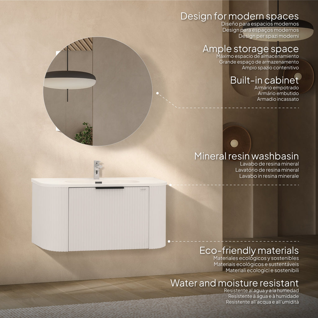 Maia Plus - Conjunto de casa de banho suspenso - Disponível em 90 cm - Várias Cores