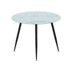 Conjunto de Mesa Corin con 4 Sillas Romantic/Shirley, Estructura Metálica y Tablero de Vidrio Templado