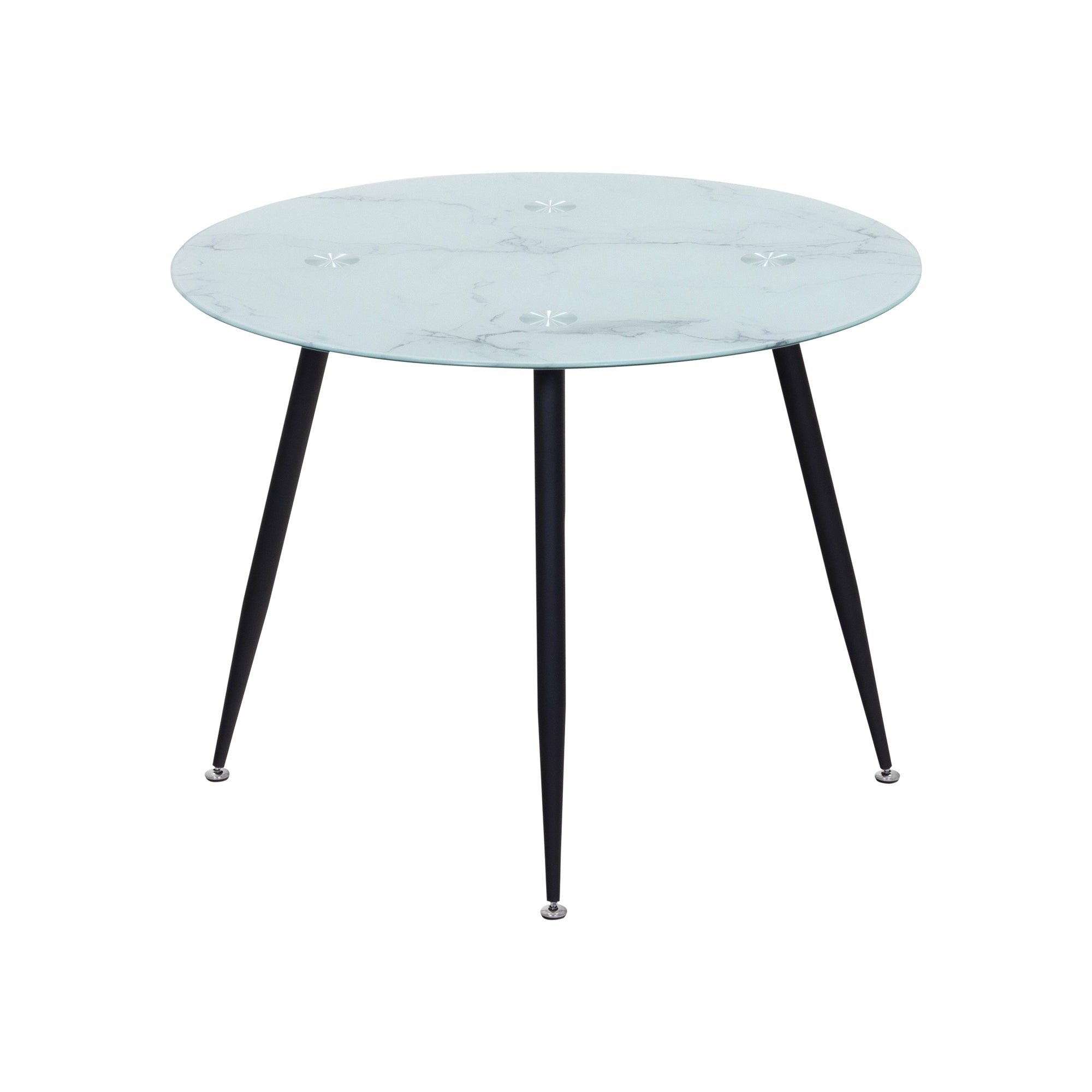 Conjunto de Mesa Corin con 4 Sillas Romantic/Shirley, Estructura Metálica y Tablero de Vidrio Templado