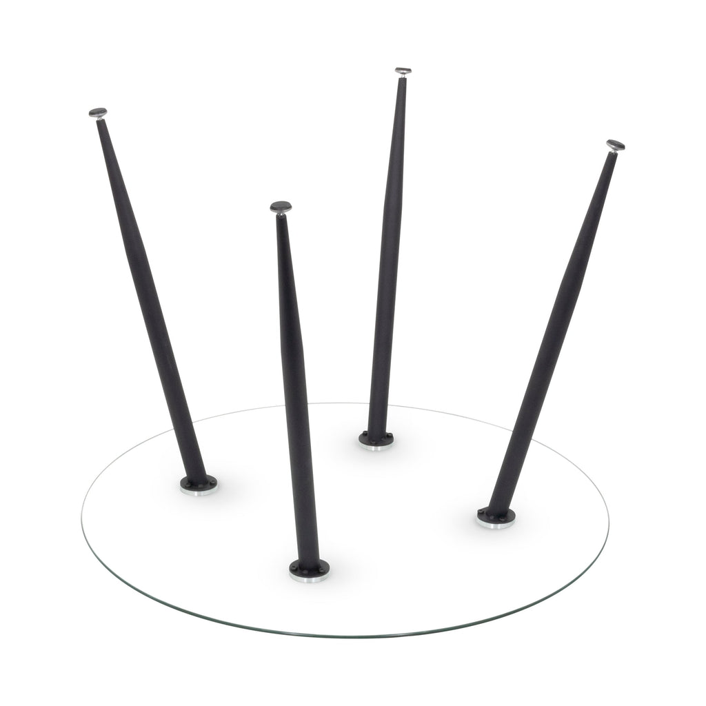 Conjunto de Mesa Corin con 4 Sillas Romantic/Shirley, Estructura Metálica y Tablero de Vidrio Templado