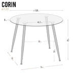 Conjunto de Mesa Corin con 4 Sillas Romantic/Shirley, Estructura Metálica y Tablero de Vidrio Templado
