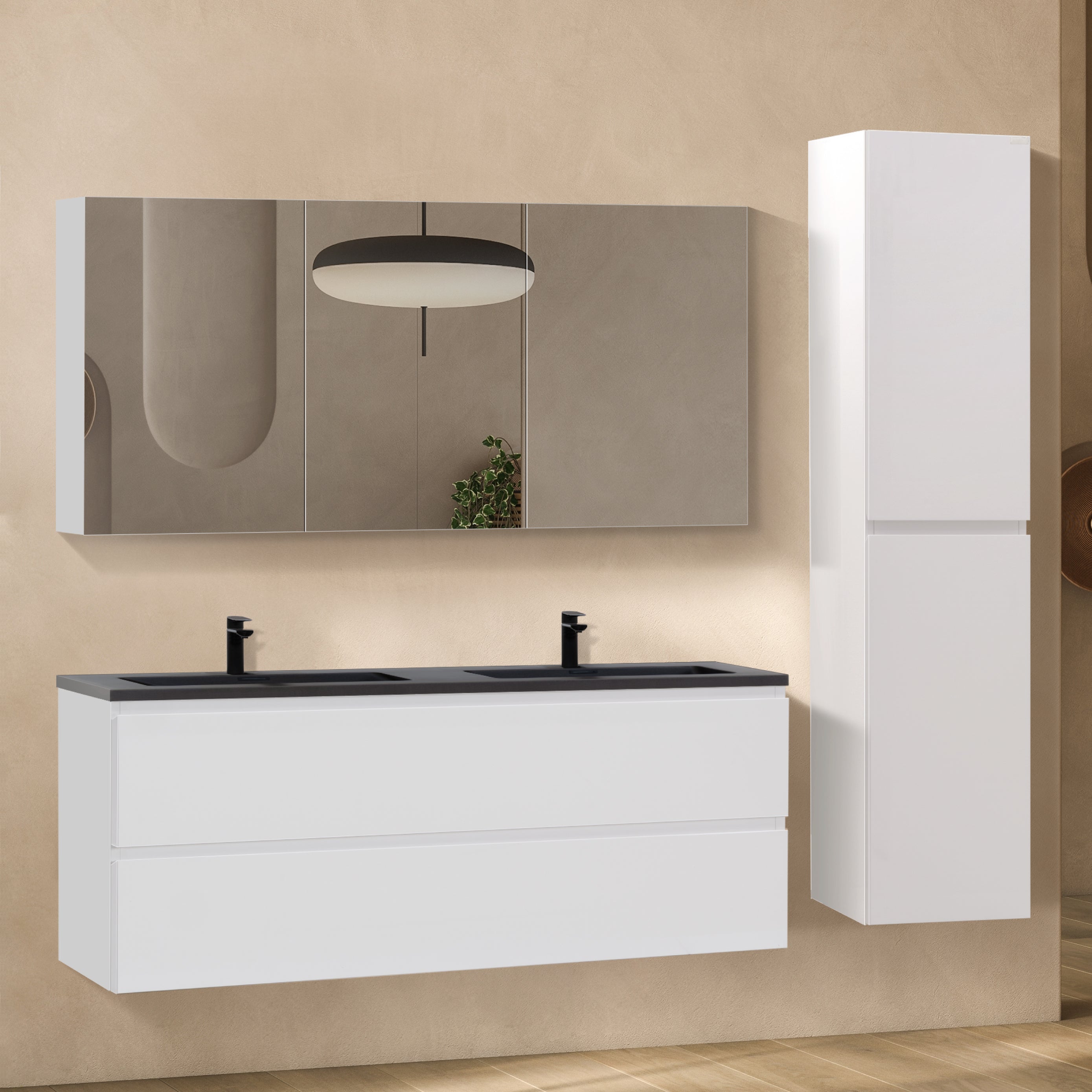 Atena - Conjunto de baño suspendido - Disponible en 60, 80, 100 y 120 cm - Varios colores