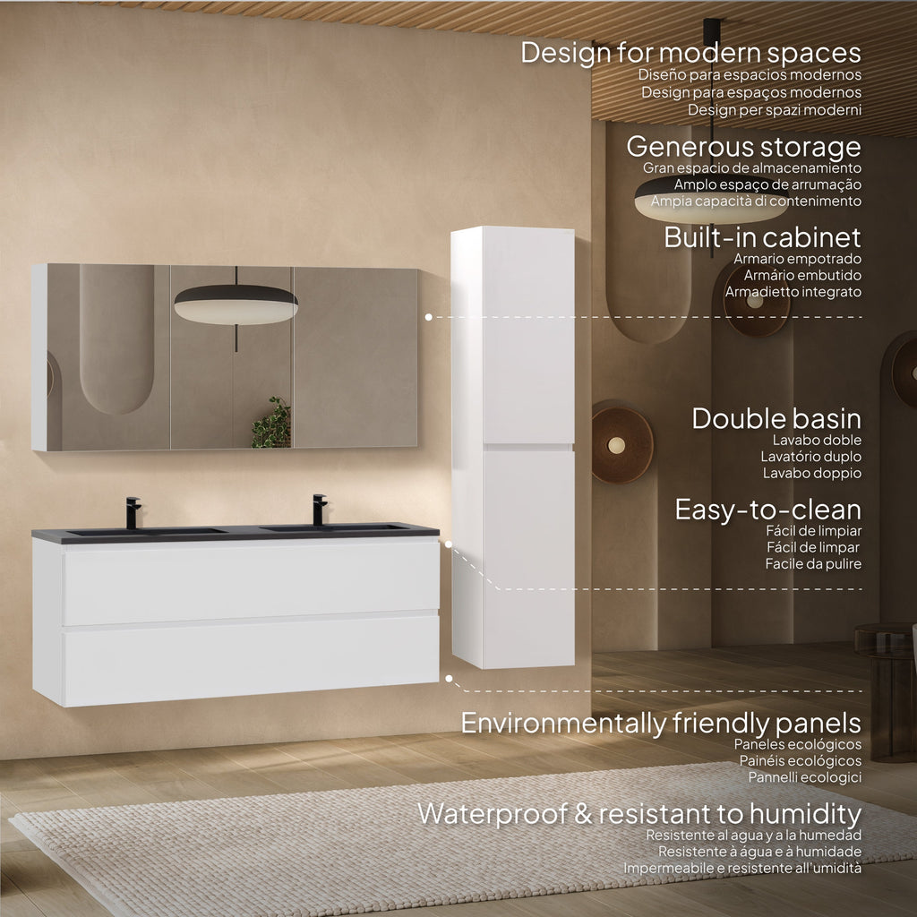 Atena - Set bagno sospeso - Disponibile in 60, 80, 100 e 120 cm - Vari colori