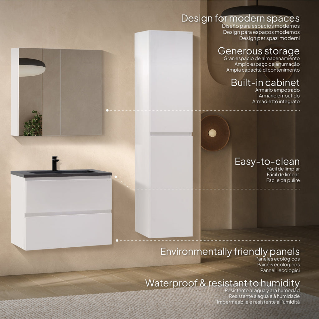 Atena - Set bagno sospeso - Disponibile in 60, 80, 100 e 120 cm - Vari colori