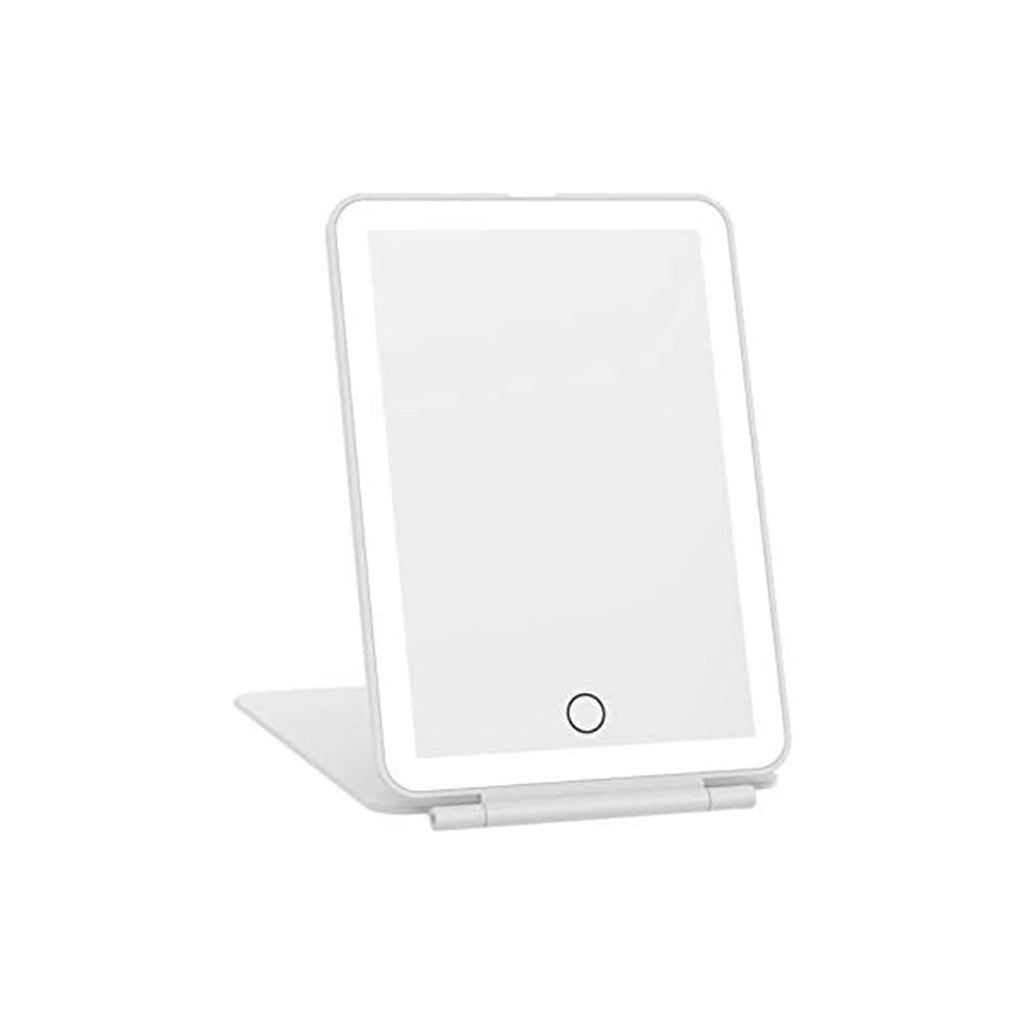 Specchio da trucco con luce LED, specchio portatile tipo tablet con illuminazione a 3 colori, luce regolabile, supporto regolabile, doppia alimentazione e controllo touch