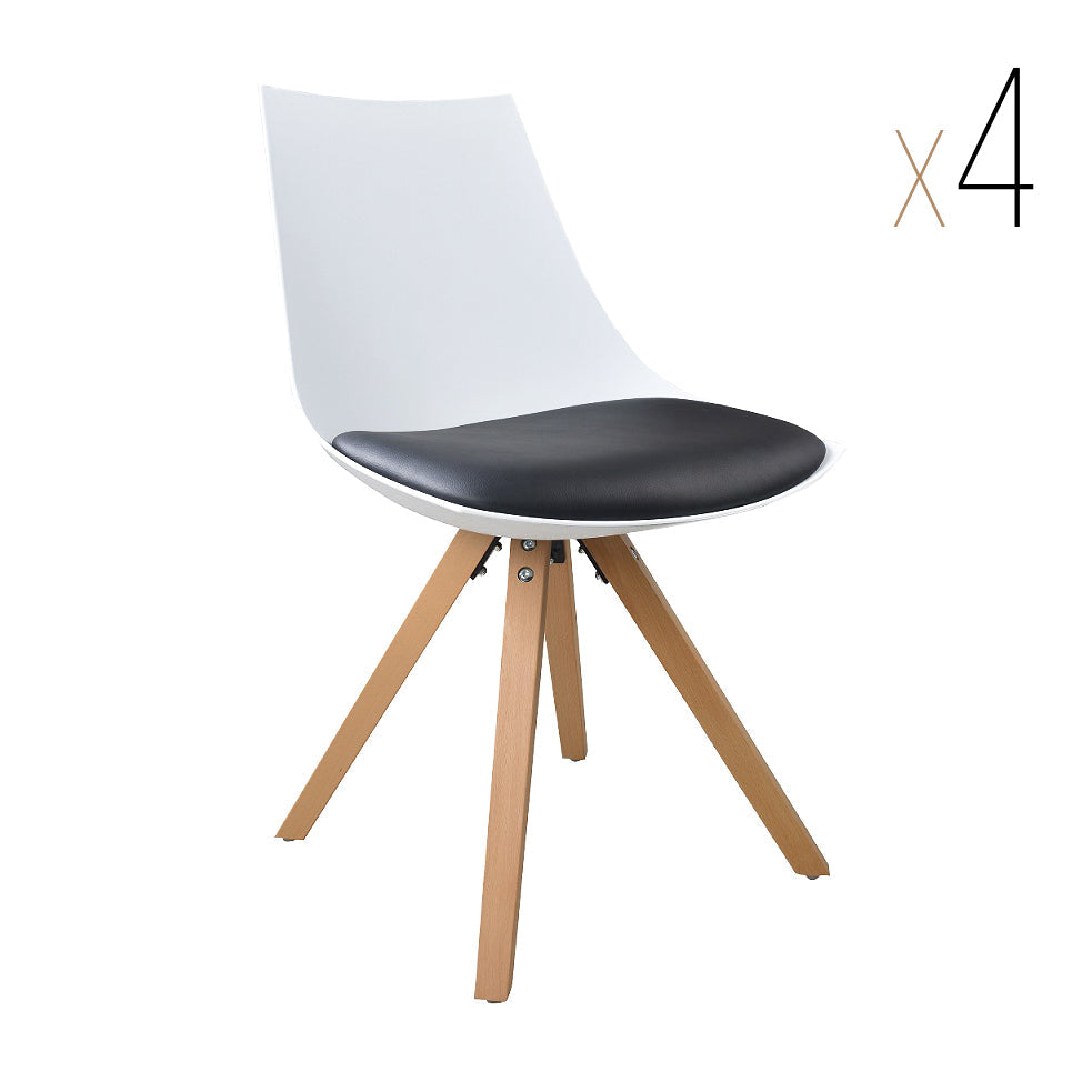 GUSTO - Silla de comedor de madera con asiento tapizado en piel sintética