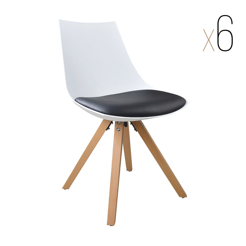 GUSTO - Silla de comedor de madera con asiento tapizado en piel sintética