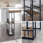 GAVIN - Mesa de bar 110x50 cm, altura 105 cm, con 2 estantes y portacopas, estructura de acero, estilo industrial, negro