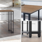 GAVIN - Mesa de bar 110x50 cm, altura 105 cm, con 2 estantes y portacopas, estructura de acero, estilo industrial, negro