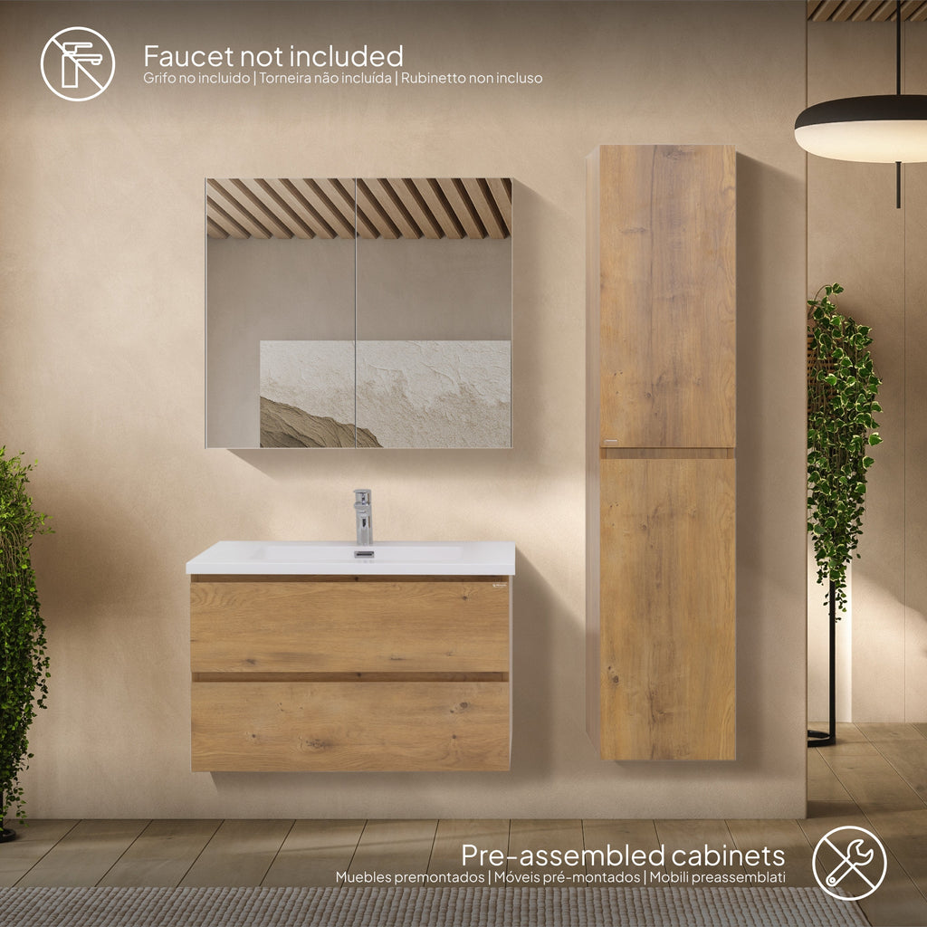 Atena - Set bagno sospeso - Disponibile in 60, 80, 100 e 120 cm - Vari colori