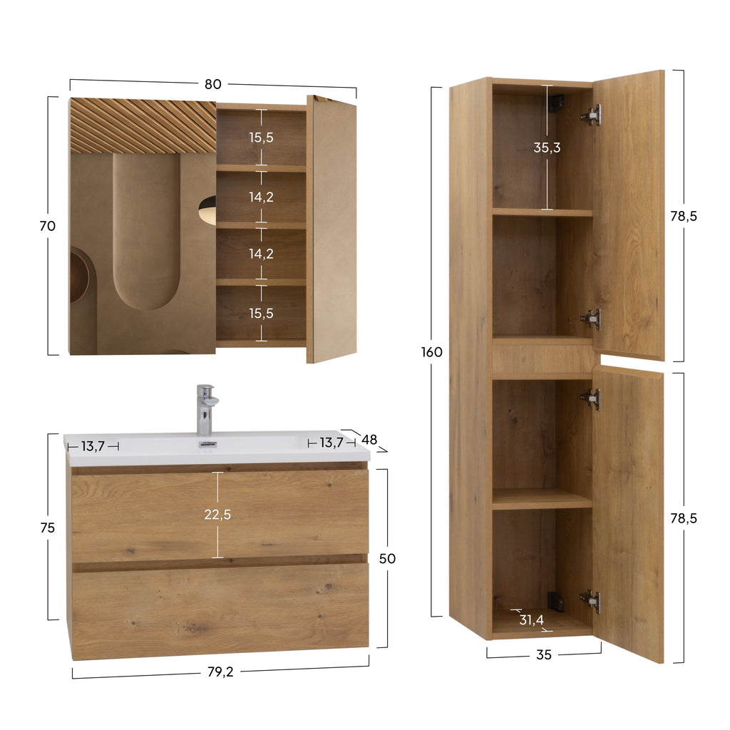 Atena - Set bagno sospeso - Disponibile in 60, 80, 100 e 120 cm - Vari colori