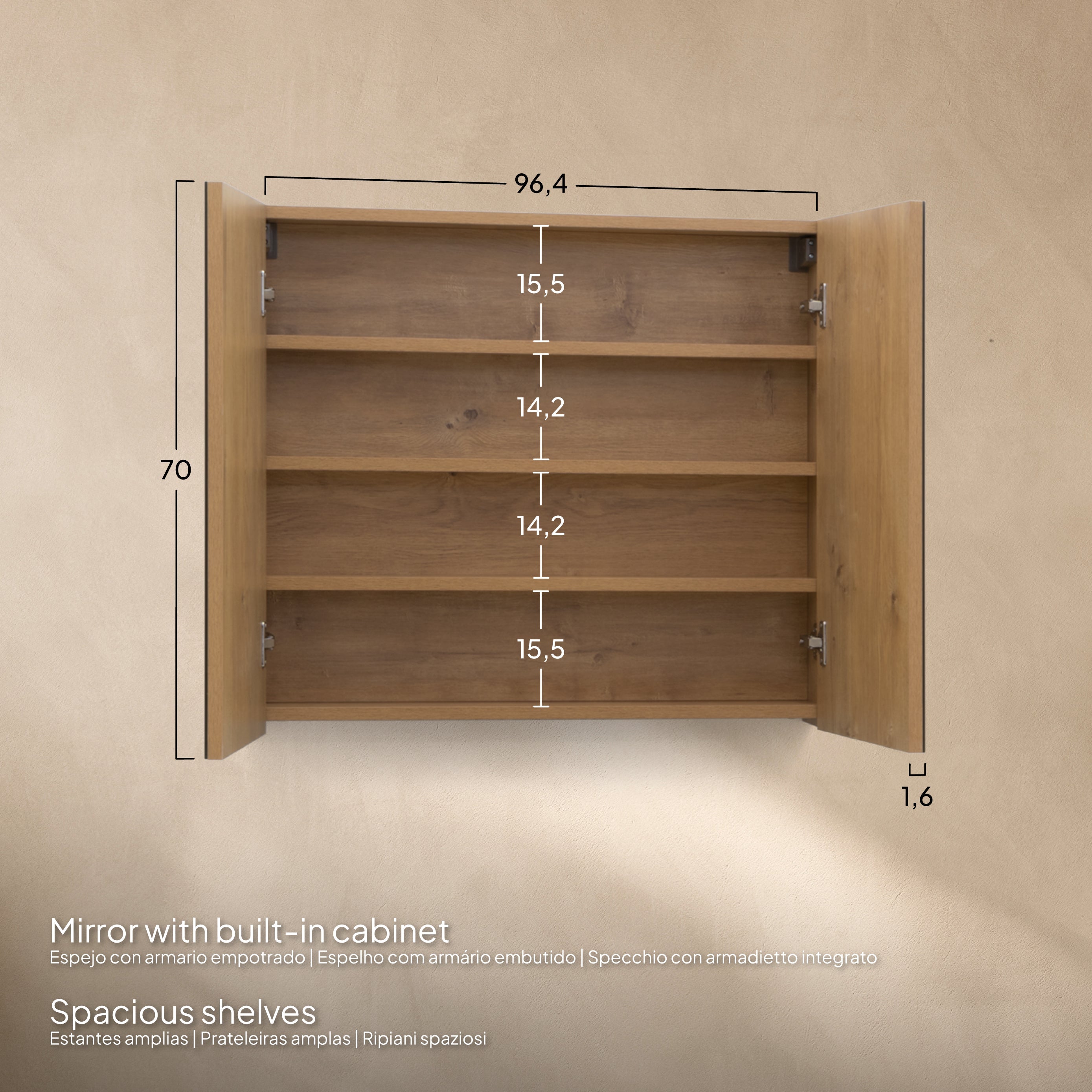 Atena - Set bagno sospeso - Disponibile in 60, 80, 100 e 120 cm - Vari colori