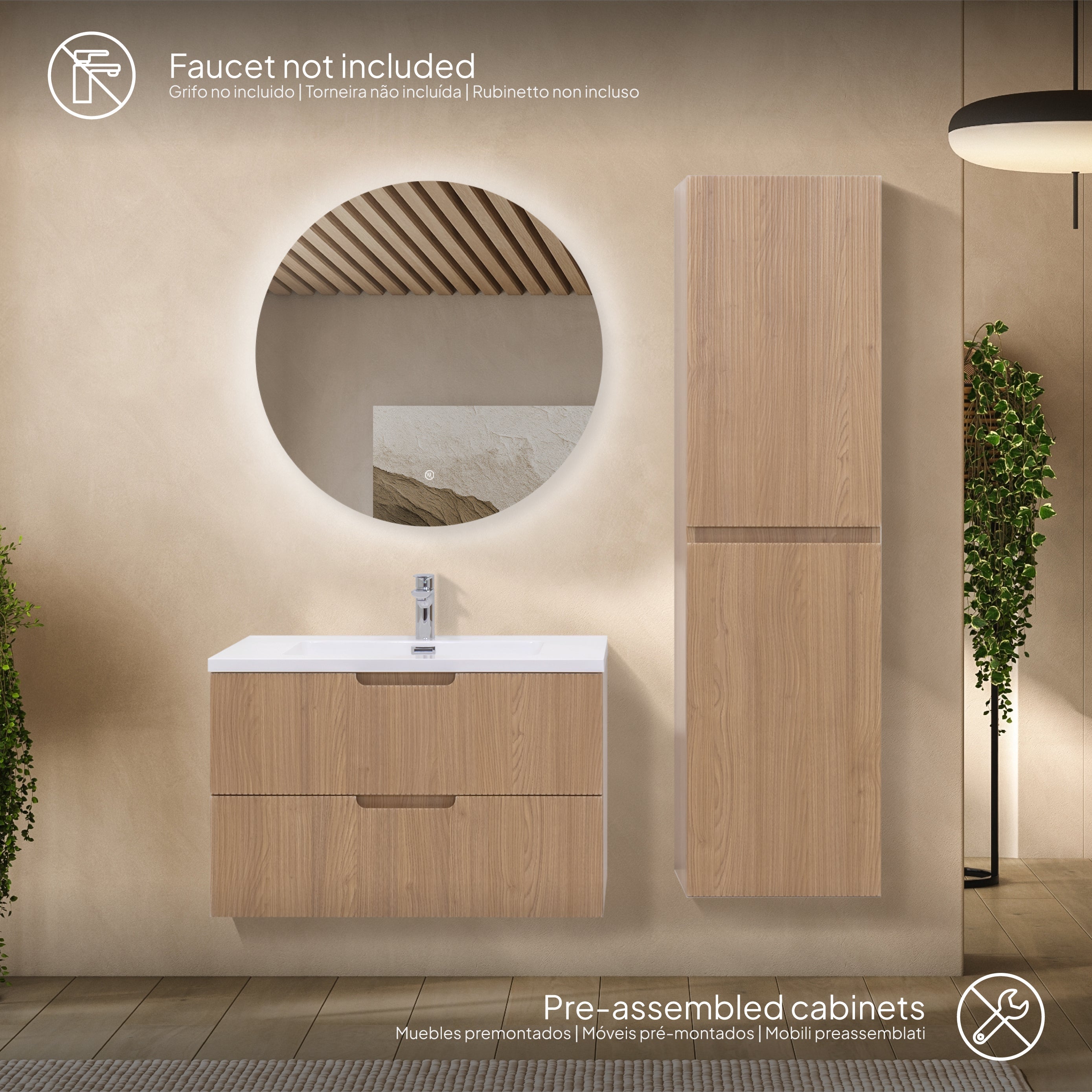 Tália - Conjunto de baño suspendido - Disponible en 60, 80 y 100 cm - Varios colores