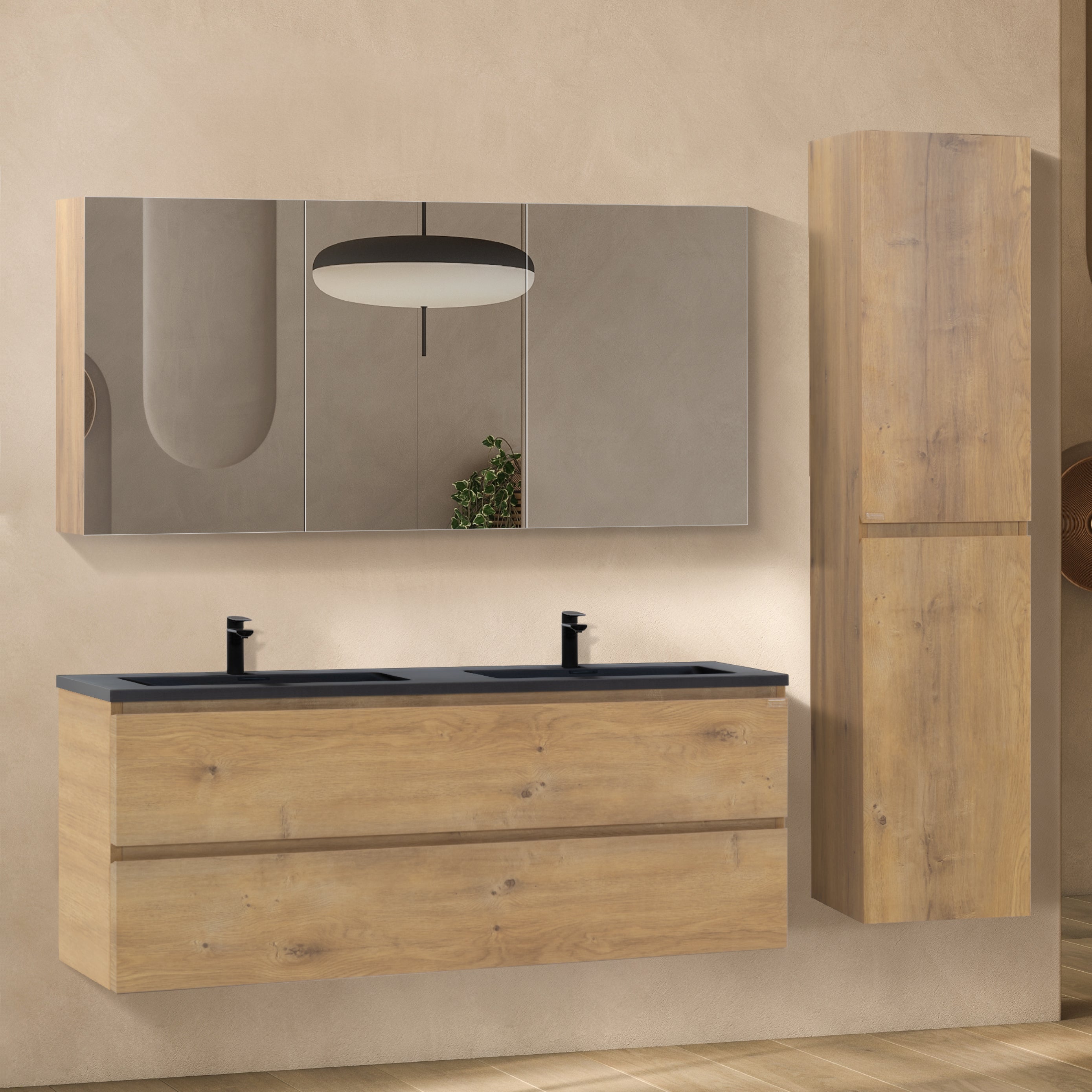 Atena - Conjunto de baño suspendido - Disponible en 60, 80, 100 y 120 cm - Varios colores