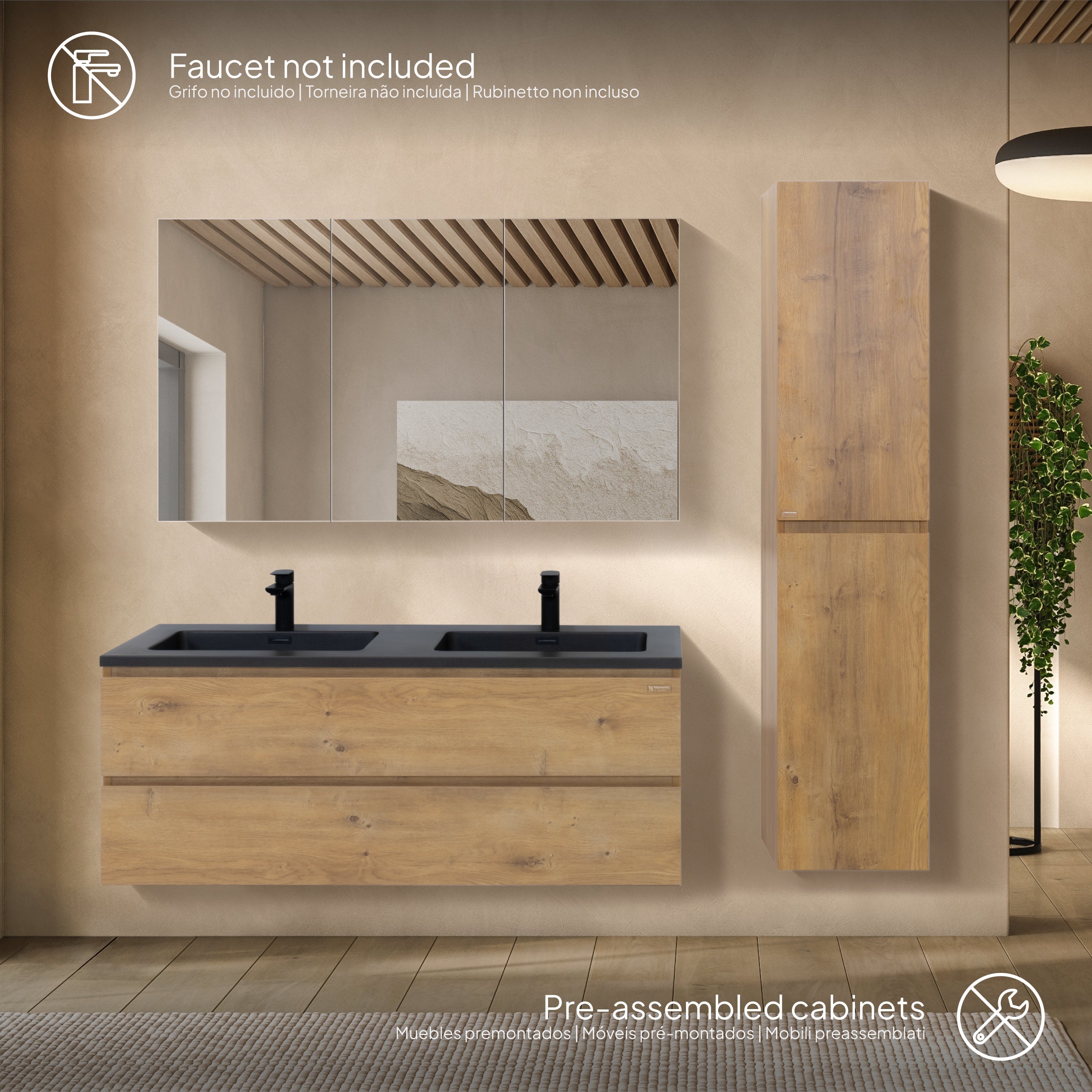 Atena - Set bagno sospeso - Disponibile in 60, 80, 100 e 120 cm - Vari colori