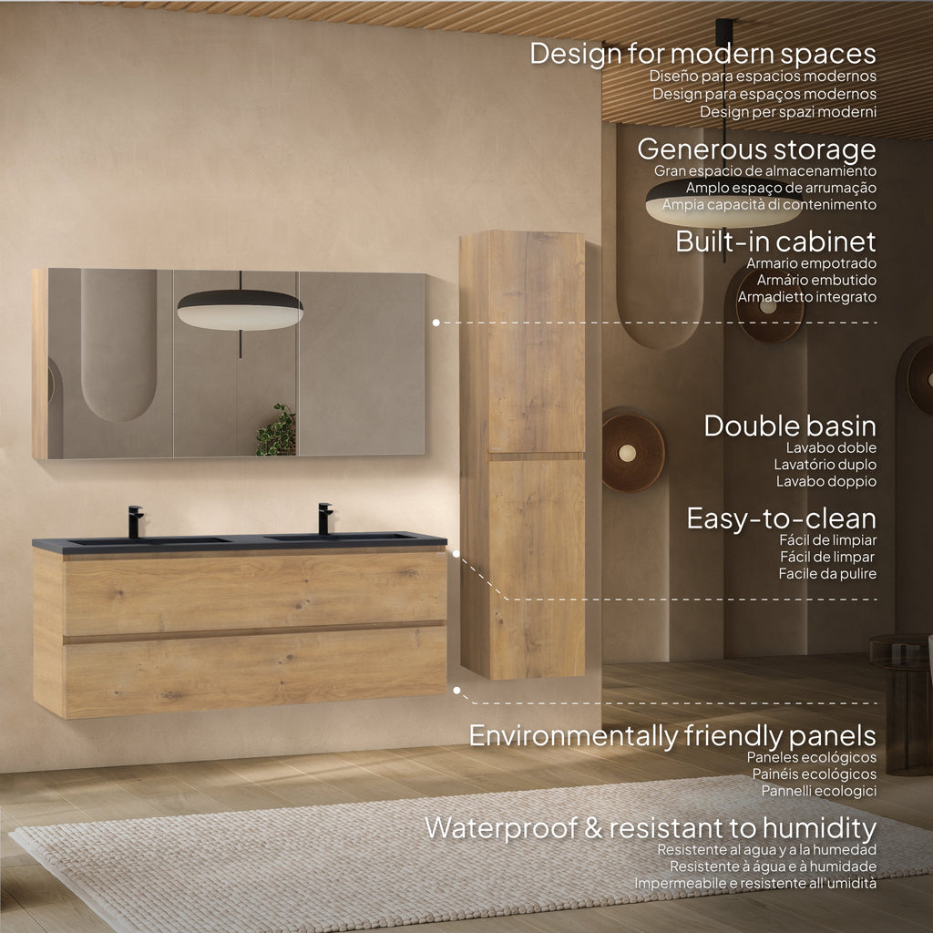Atena - Set bagno sospeso - Disponibile in 60, 80, 100 e 120 cm - Vari colori