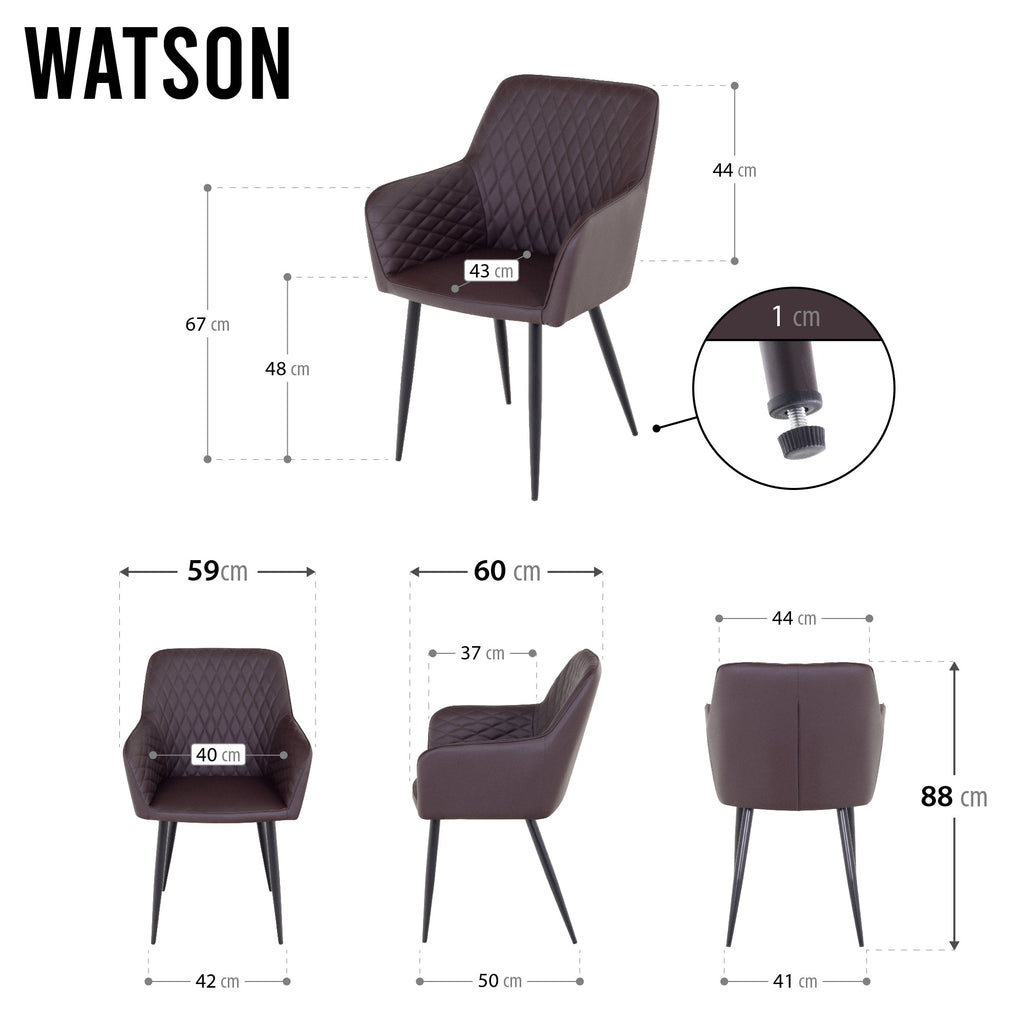 WATSON - Silla de comedor, conjunto de 2