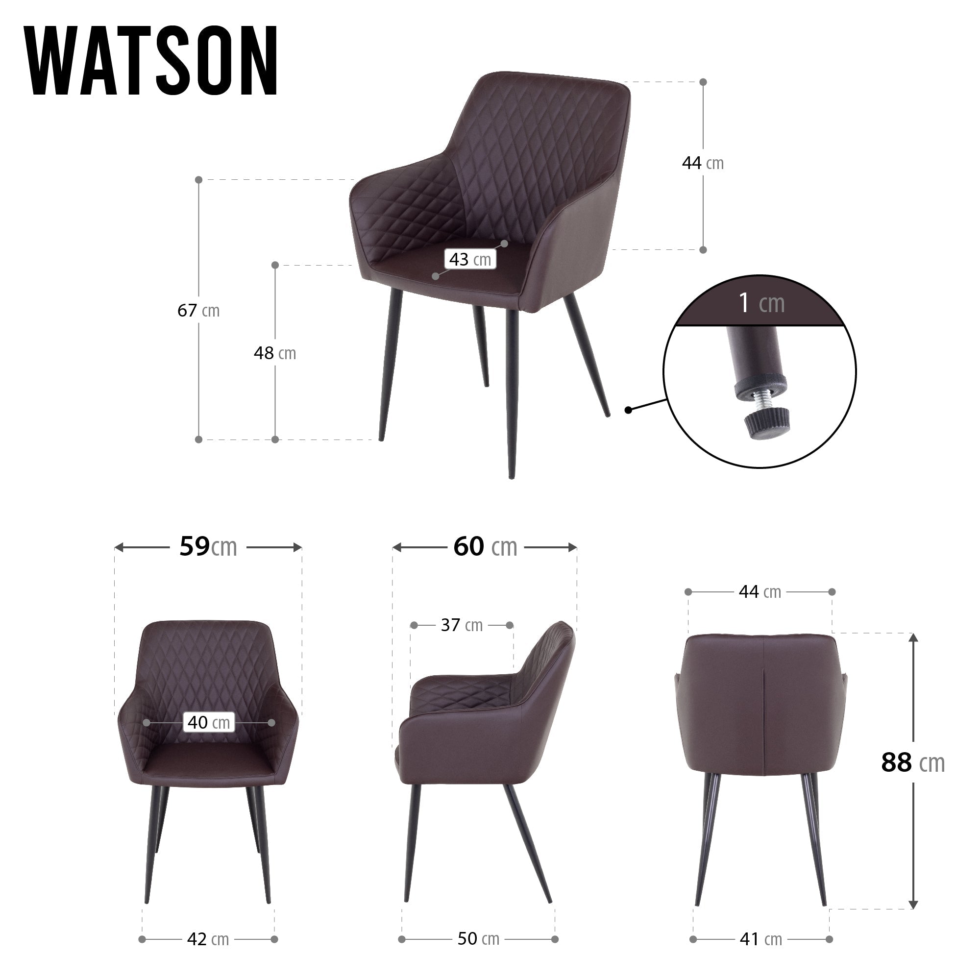 WATSON - Silla de comedor, conjunto de 2