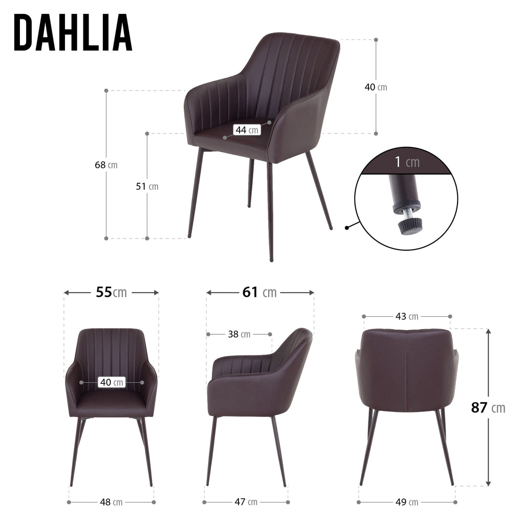 DAHLIA - Conjunto de 2 sillas de comedor en tejido PU o terciopelo