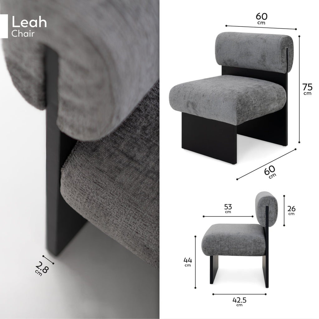 Leah – Cadeirão Acolchoado com Espuma de Alta Densidade 40 kg/m³, Estrutura em Madeira de Bétula, Design Escandinavo, 60x60x75 cm