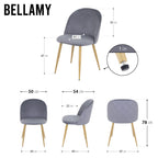 BELLAMY - Set di 2 sedie da pranzo in tessuto velluto