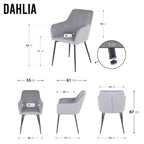 DAHLIA - Conjunto de 2 sillas de comedor en tejido PU o terciopelo