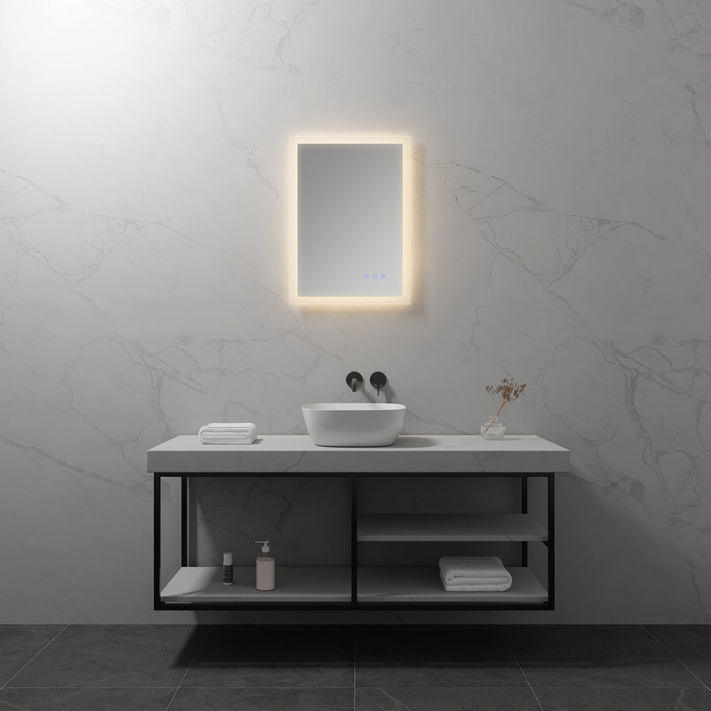 FRAME - Specchio da bagno rettangolare con illuminazione LED