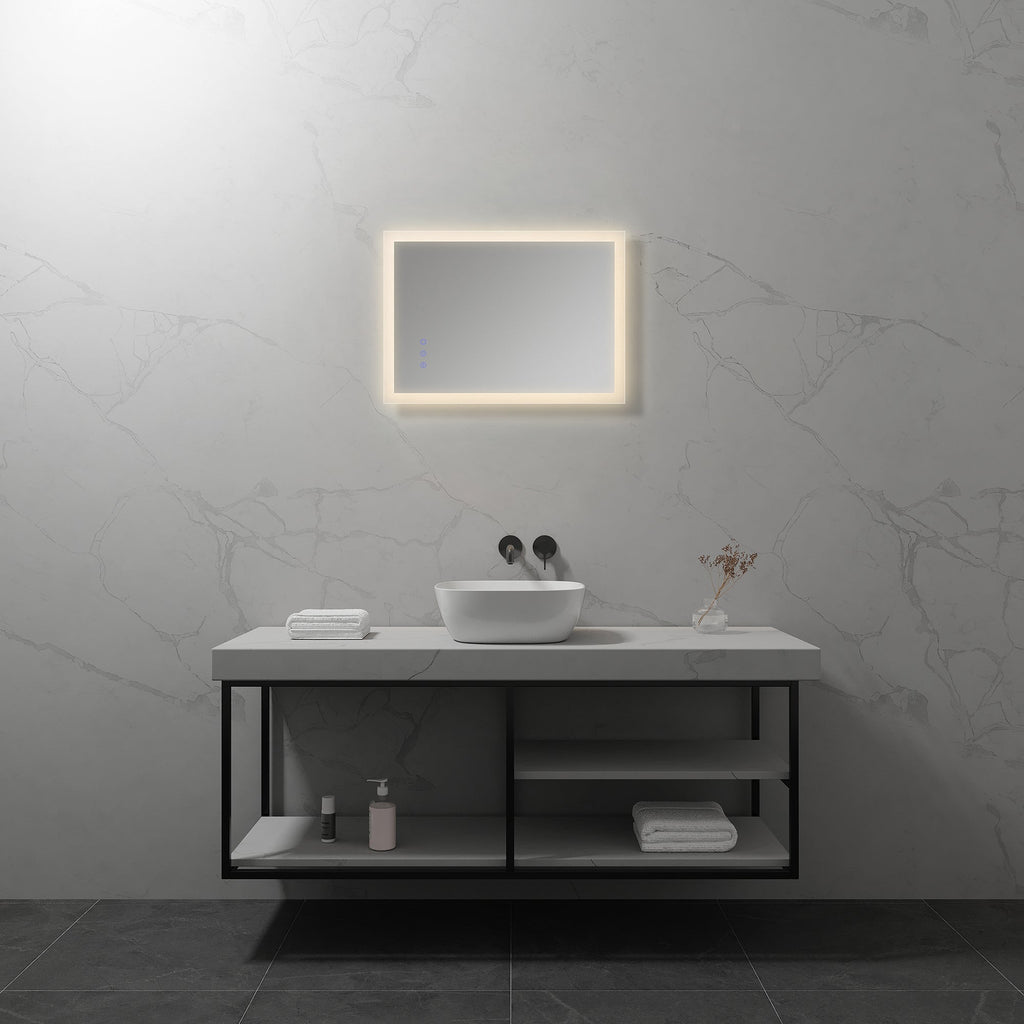FRAME - Specchio da bagno rettangolare con illuminazione LED