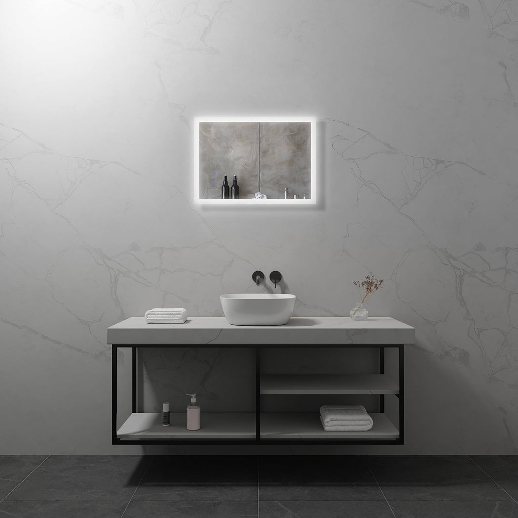FRAME - Specchio da bagno rettangolare con illuminazione LED