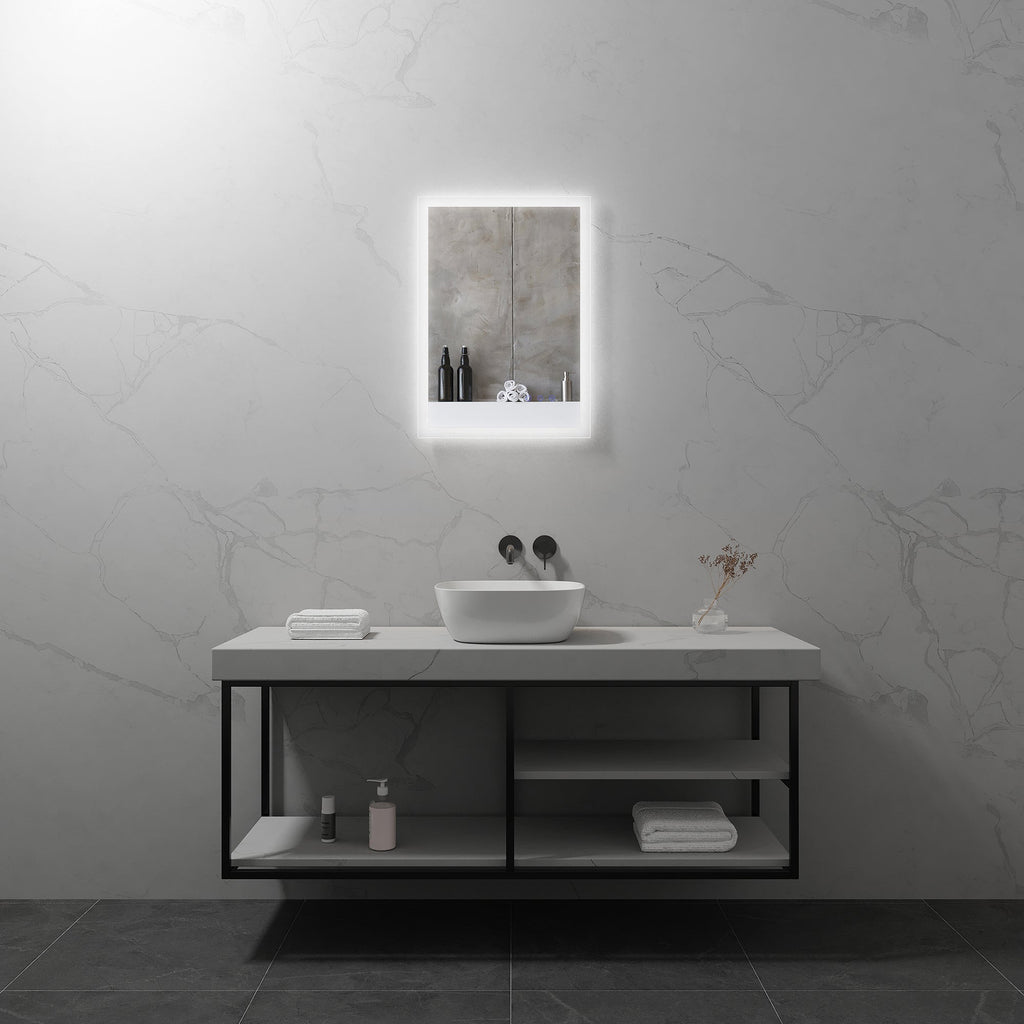 FRAME - Specchio da bagno rettangolare con illuminazione LED