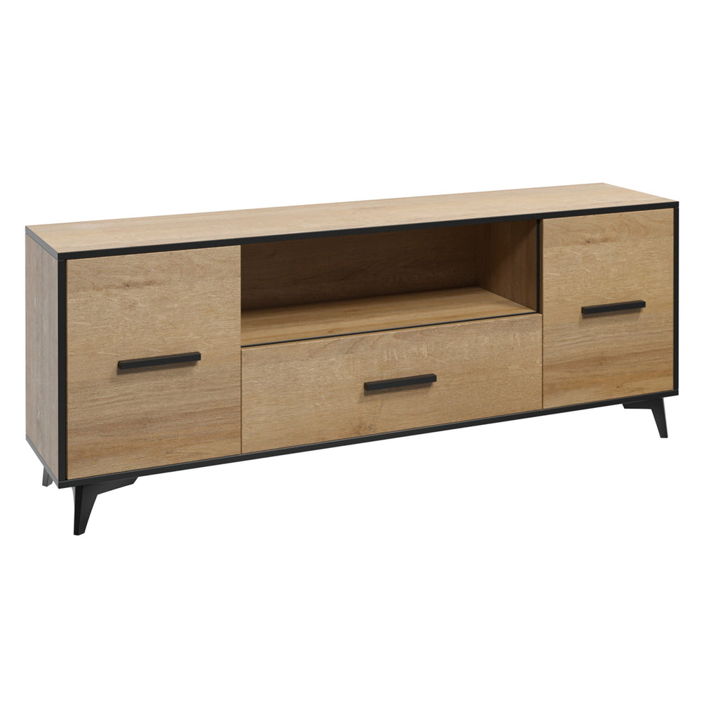 REIMS - Mueble TV en Roble o Nogal con Estructura Negra | RTV2D1S, RTV2D2S